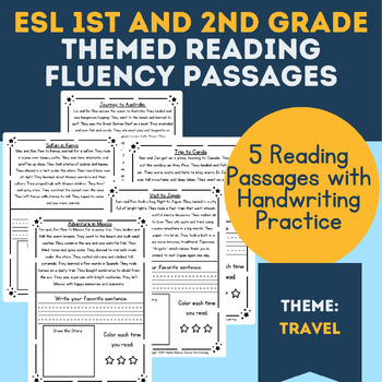 Preview of Printable reading and writing ELL Newcomer 1st 2nd Grade Practice Travel Theme