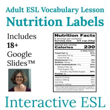 Preview of ESL Food and Nutrition Label Vocabulary and Spelling Lesson for Adults