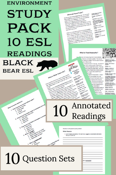 Preview of ESL Friendly Environment Reading Pack - 10 Easy Reading Activities!