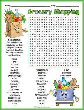 esl grocery store shopping word search puzzle worksheet activity