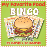ESL Game with Pictures - My Favorite Foods BINGO