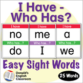 Easy Sight Word I Have Who Has Activity 1 | ESL ELL Newcomer Game