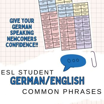 Preview of ESL German-English Frequent Phrases Students Use