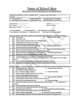 Preview of ESL Grades 4-5 Progress Report