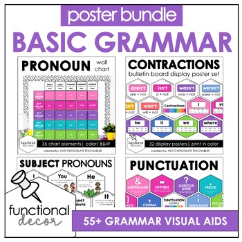 Preview of ESL Grammar Posters : Contractions, Pronouns, Punctuation Wall Chart