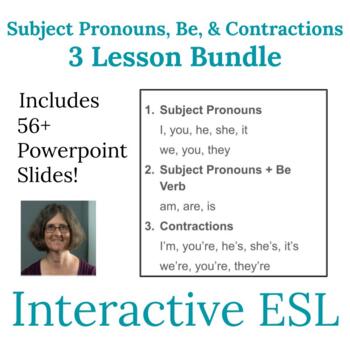 Preview of ESL Grammar Subject Pronouns Be and Contractions Bundle