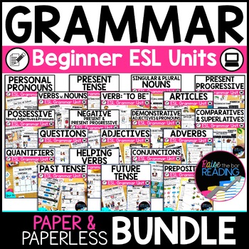 Preview of ESL Grammar Worksheets Units Bundle, Newcomer & Beginner Practice Activities