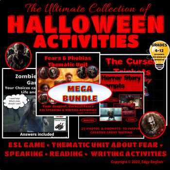 Preview of ESL Halloween Activities - Game & Speaking Reading & Writing Activities - Bundle