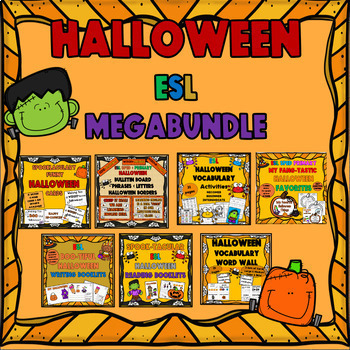 Preview of ESL Halloween Activities Newcomer Vocabulary Reading Writing Bulletin Craft