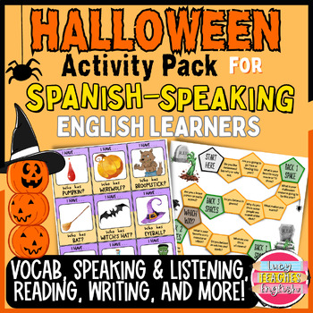 Preview of ESL Halloween Activities and Worksheets for Spanish Speaking ELLs + Newcomers