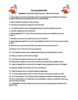 ESL Halloween Drawing/Following Instructions Activities by Melanie Lubinus