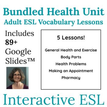 Preview of ESL Health Unit Vocabulary and Spelling Bundle for Adults