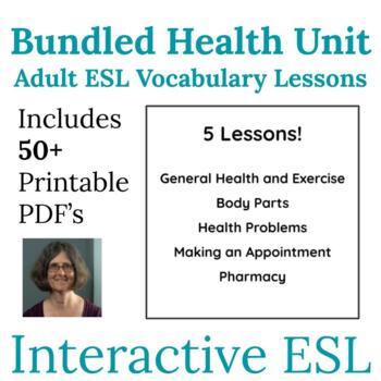 Preview of ESL Health Unit Vocabulary and Spelling Bundle for Beginners and Intermediates