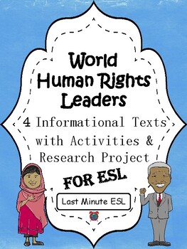 Preview of 4 World Human Rights Leaders Biographical Articles with Activities for ESL