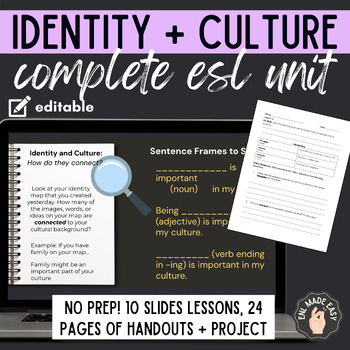 Preview of ESL Identity and Culture Unit 7-12 Complete Lessons and Actvities NO PREP
