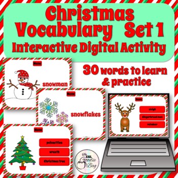 Preview of ESL Interactive Digital Christmas Vocabulary Activities Set 1