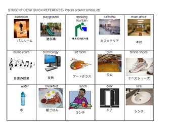 Classroom English/Japanese Flash Cards, School Vocabulary Word