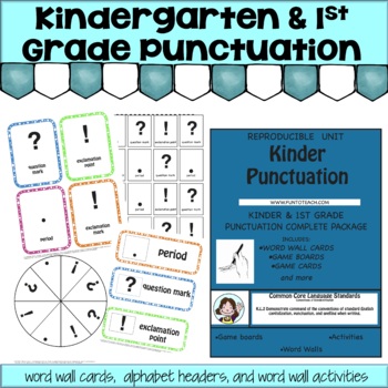 Preview of Punctuation Posters & Word Wall Words & Picture Cards for Kindergarten & 1st