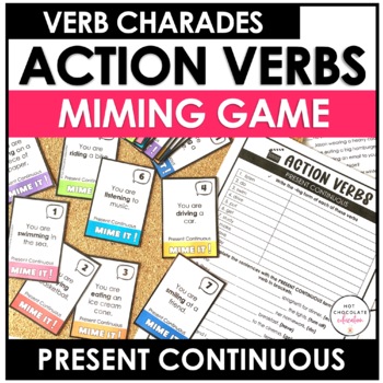 Preview of Action Verb Charades | Present Continuous Tense Miming Game