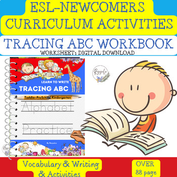Preview of ESL Kindergarten Tracing Alphabet Worksheets for Kids-ELL-EL-Newcomer Activities