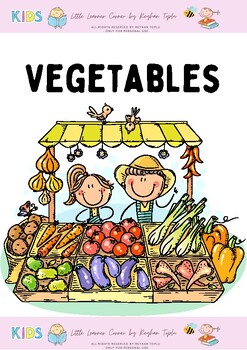 Preview of ESL Kindergarten Vegetables Worksheets for Kids-ELL-EL-Newcomers Activities