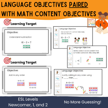 Preview of ESL Language Objectives Paired with Math Standards Posters