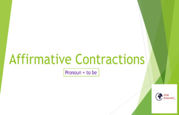 Preview of ESL-Learn English Affirmative Contractions (pronoun+ to be)