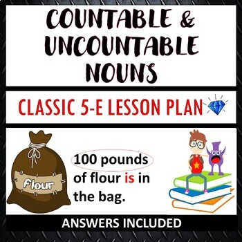 Preview of ESL Lesson Plan Countable and Uncountable Nouns Grammar Activity PowerPoint