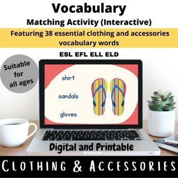 Preview of ESL Lesson Plans |  Vocabulary Matching Activity - Clothing and Accessories