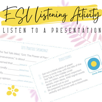 Preview of ESL Listening Activity - Listen to an Oral Presentation ELPAC Test Prep
