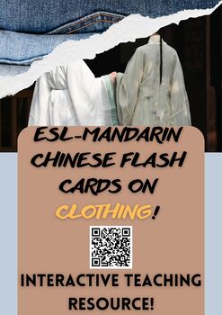 Preview of ESL-Mandarin Chinese Picture Flash Cards with English Vocabulary on Clothing!