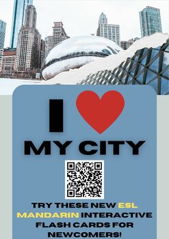 Preview of ESL-Mandarin Chinese Vocabulary  Picture Flash Cards on the Places of the City