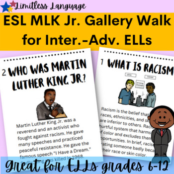 Preview of ESL Martin Luther King Jr. Gallery Walk for Intermediate to Advanced ELLs--MLK