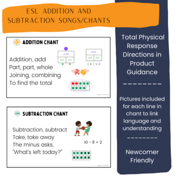 Preview of ESL Math Addition and Subtraction Songs/Chants