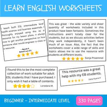 330 ESL Worksheets - Beginner - Intermediate Level by Creative Worksheets