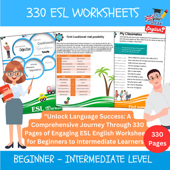 Preview of 330 Engaging ESL Worksheets for Language Learners (Beginner-Intermediate)