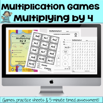 Preview of Multiply by 4  Multiplication Games - Multiplication Fact Fluency Math Games