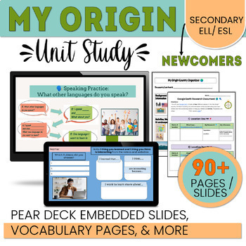 Preview of ESL Newcomer About Me Unit - ELL Origin Project - Project Based Learning