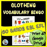 ESL Newcomer Activities Clothing Vocabulary BINGO EFL ELL 