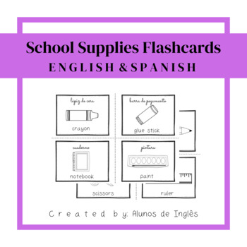 Preview of ESL Newcomer Activities Coloring BACK TO SCHOOL Flashcards (ENGLISH & SPANISH)