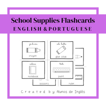 Preview of ESL Newcomer Activities Coloring Flashcards BACK TO SCHOOL (ENGLISH& PORTUGUESE)