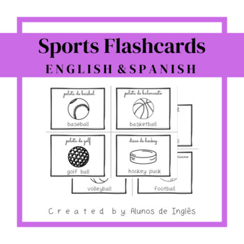 Preview of ESL Newcomer Activities Coloring Sheets SPORTS Flashcards (ENGLISH & SPANISH)