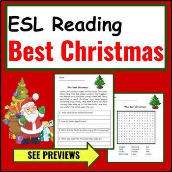 Preview of ESL Newcomer Activities: ESL Christmas Reading Comprehension -Beginners & SPED