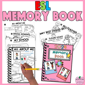 Preview of ESL Memory Book Newcomer Writing Activities All About Me Project End of Year