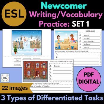 Preview of ESL Newcomer Activities- Writing Practice #1-WIDA ACCESS Practice PDF/DIGITAL