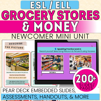 Preview of ESL Newcomer Activity - Grocery Store & Money - 3 Week Unit - Secondary