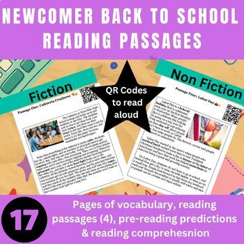 Preview of ESL Newcomer Back to School Reading Passages - Vocab & Writing - Secondary ELL