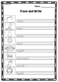 body parts worksheets and games by busy bee studio tpt