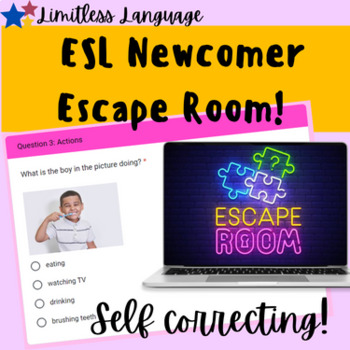 Preview of ESL Newcomer Digital Escape Room --EDITABLE!