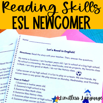 Preview of ESL Newcomer Reading Comprehension